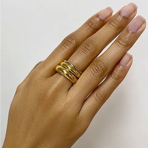 Matte 14K Yellow Gold Plated Mixed Stackable Rings Set